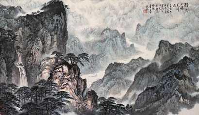 卢星堂 辛酉（1981年）作 轻舟已过万重山 横幅